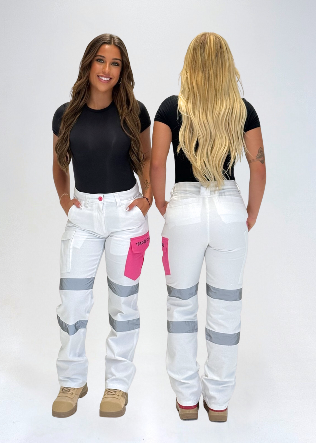 Work Pants White Reflective – Tradxe Chicks
