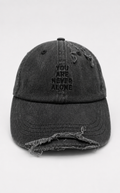 “You Are Never Alone” Distressed Cap BLACK ON BLACK